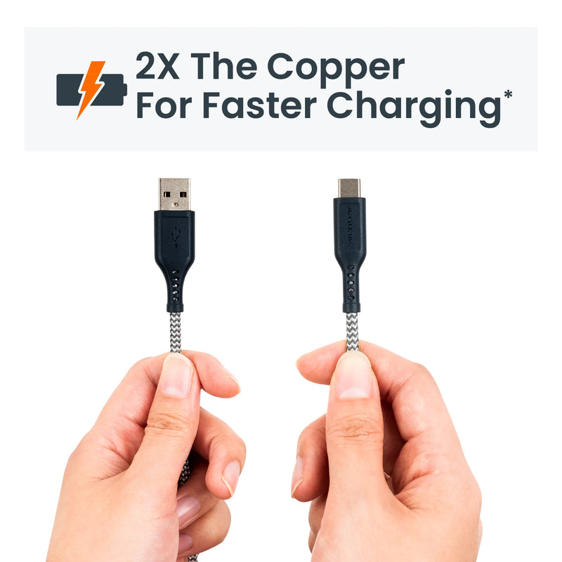 Ventev - Charge & Sync USB-C to USB-A Cable 2x the copper for faster charging 6ft - Gray
