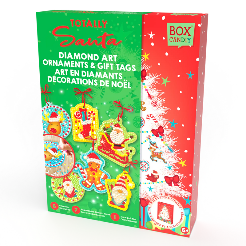 BOX CANDIY: TOTALLY SANTA - CHRISTMAS ORNAMENTS DIAMOND ART SET