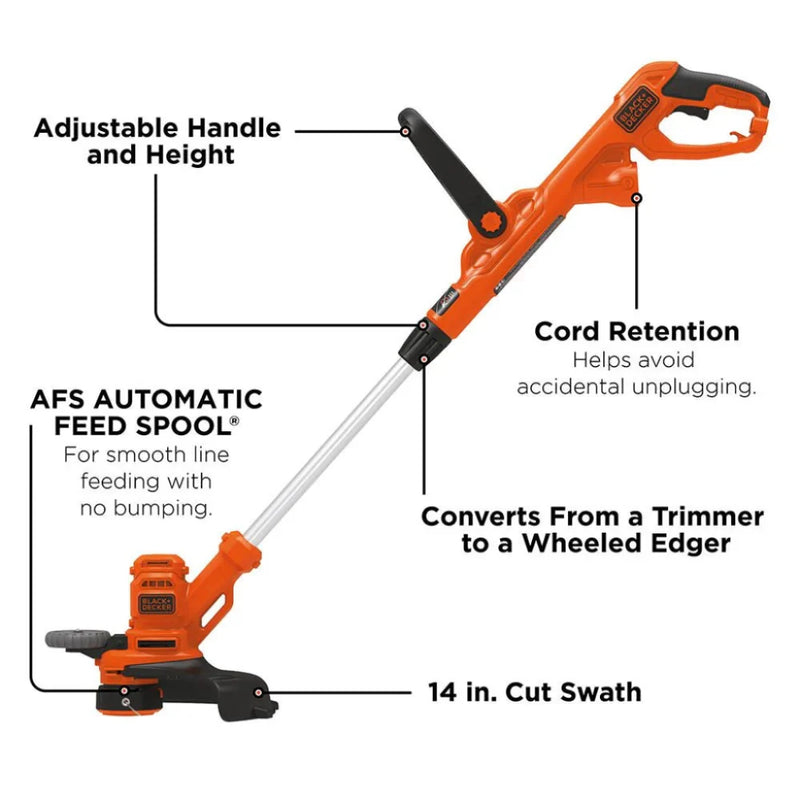 BLACK+DECKER - BESTA510 - Corded String Trimmer and Edger | 14 in / 35.6 cm