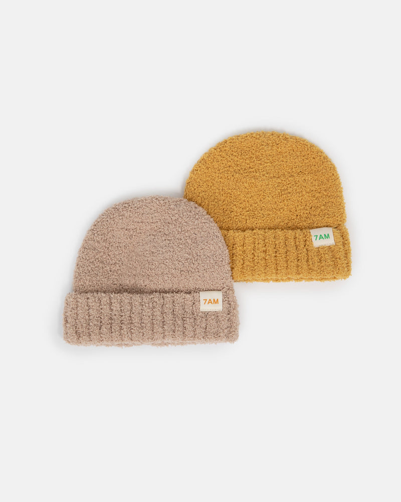 7AM - Beanies Set of 2 - Fuzzy | Cozy Knit Hat Collection for Babies & Kids