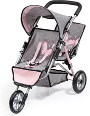 Bayer Design - Duo - Twin 3 Wheels Dolls Pram - Butterfly - Limolin 