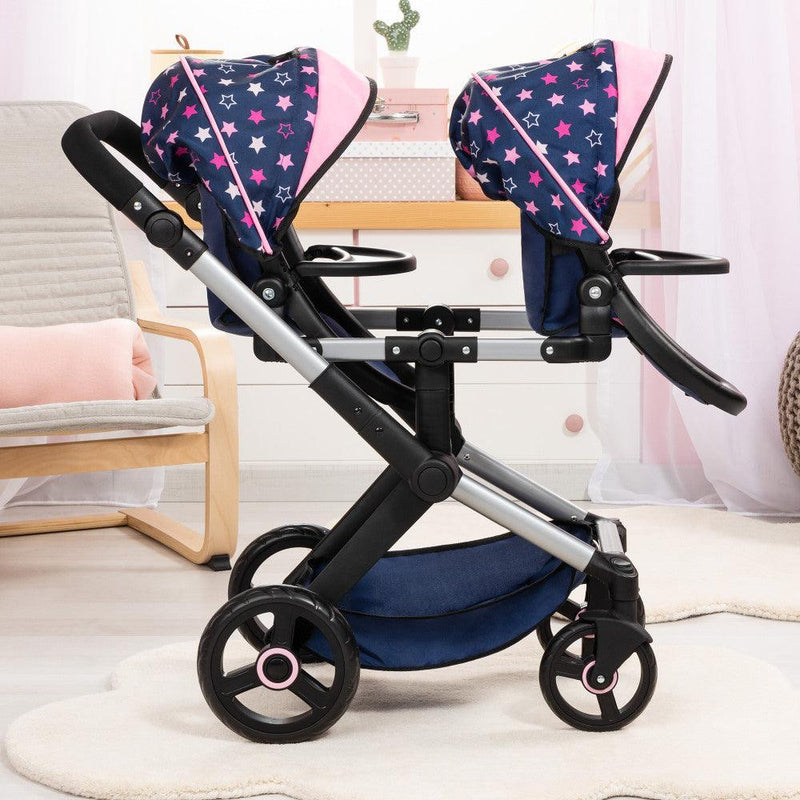 Bayer Design - Xeo Twin - Twin Dolls Pram - Star Pattern - Limolin 