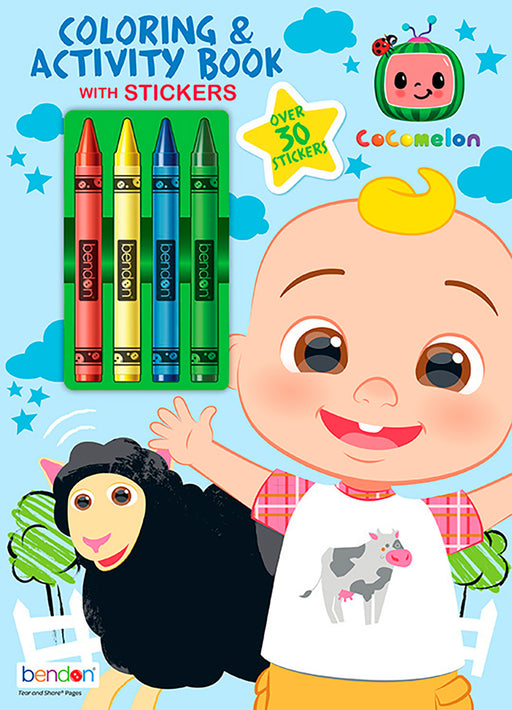 Bendon - COCOMELON - COLOURING and ACTIVITY BOOK w/CRAYONS in PDQ - BILINGUAL - Limolin 