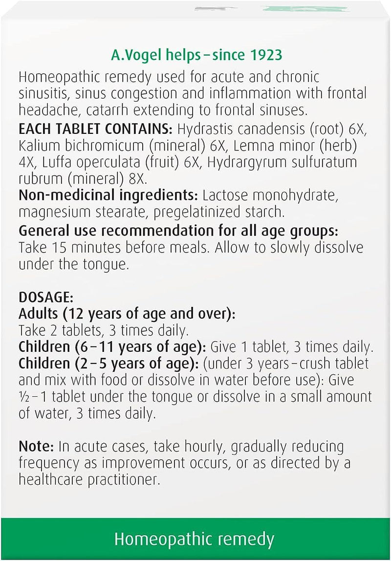 BioForce - AVogel Remedies, SinNA TABS - SinUS CONGESTION, 120 TABS - Limolin 
