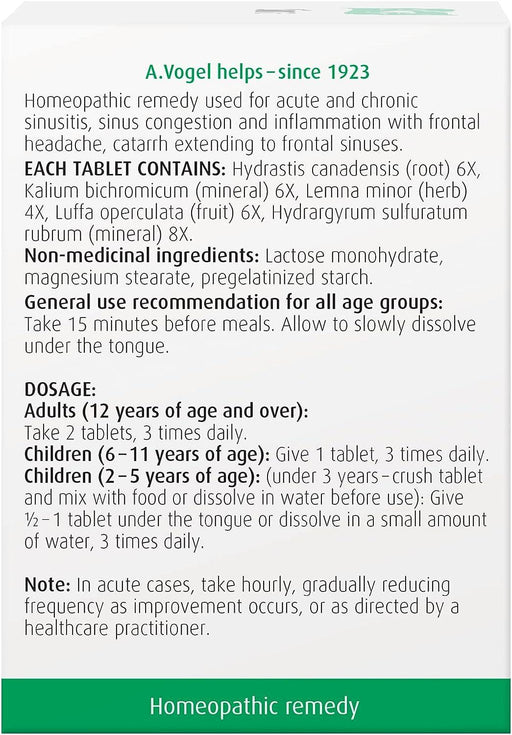 BioForce - AVogel Remedies, SinNA TABS - SinUS CONGESTION, 120 TABS - Limolin 