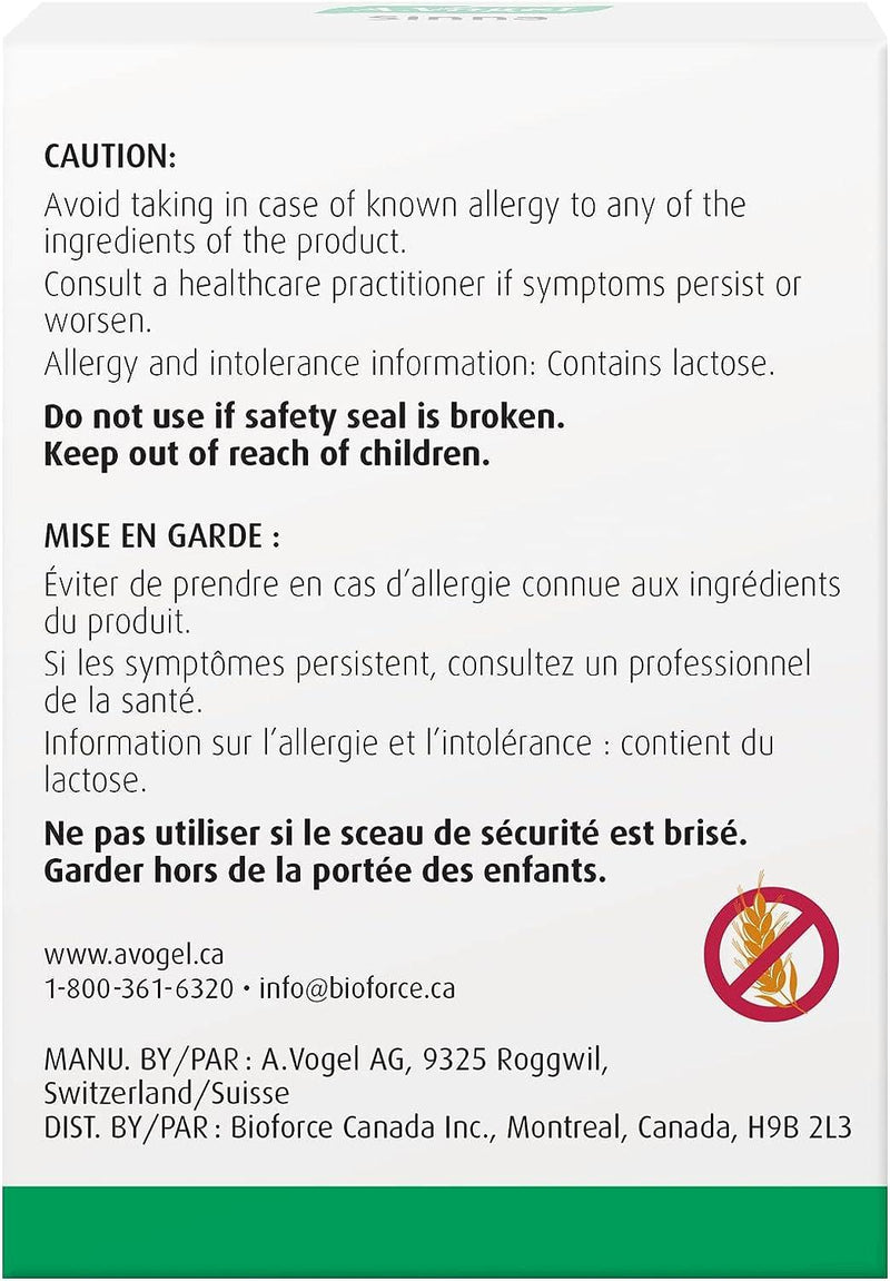 BioForce - AVogel Remedies, SinNA TABS - SinUS CONGESTION, 120 TABS - Limolin 