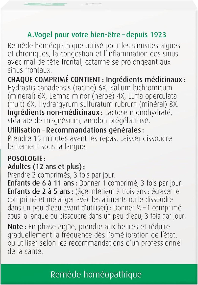 BioForce - AVogel Remedies, SinNA TABS - SinUS CONGESTION, 120 TABS - Limolin 