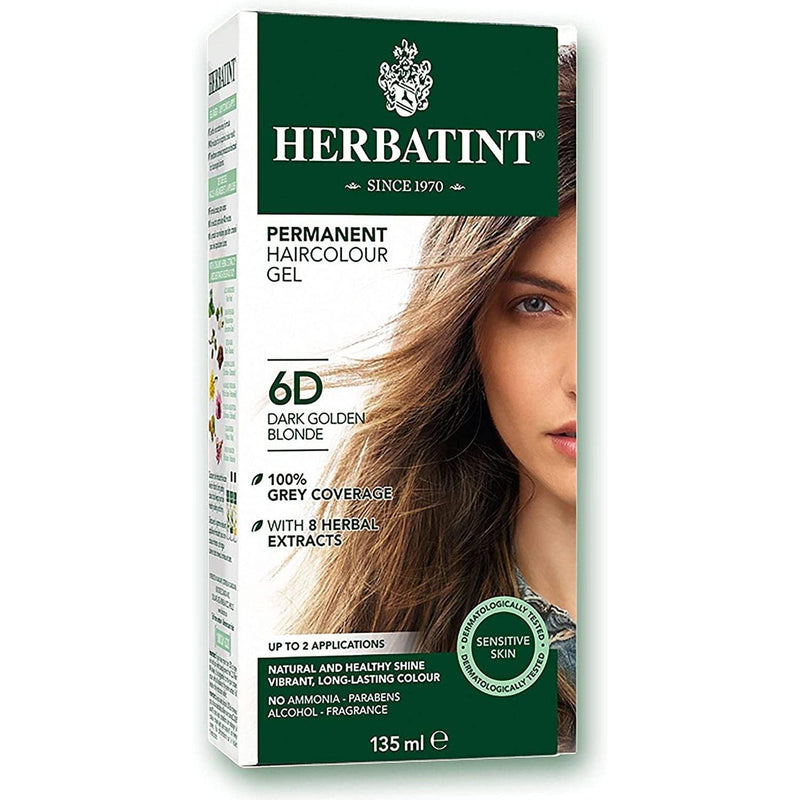 BioForce - Herbatint - Permanent Hair Color - D6 Dark Golden Blonde - 135ml - Limolin 