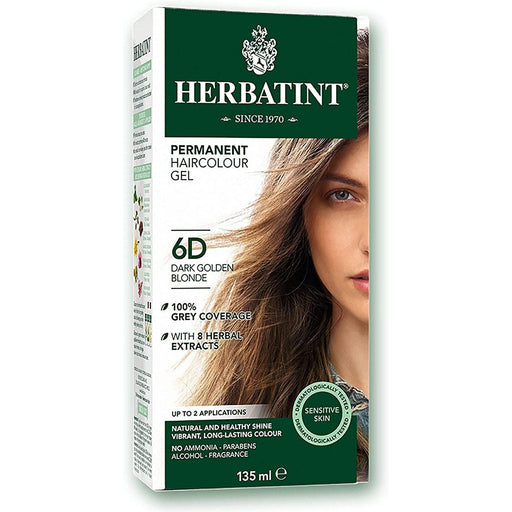 BioForce - Herbatint - Permanent Hair Color - D6 Dark Golden Blonde - 135ml - Limolin 
