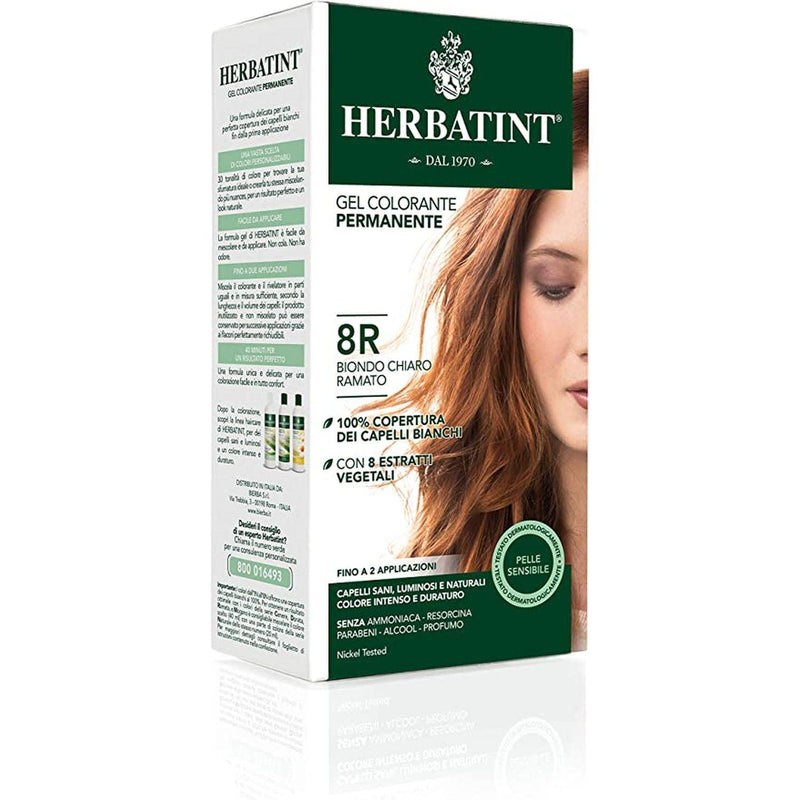 BioForce - Herbatint - Permanent Hair Color - R8 Light Copper Blonde - 135ml - Limolin 