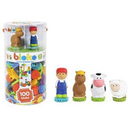 Bloko - Tube 100 Pcs Bloko With 2 - 3D Figurines - Farm - Limolin 