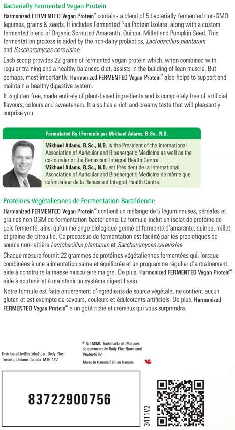 Body Plus - Harmonized Fermented Vegan Protein - 680g - Vanilla - Limolin 