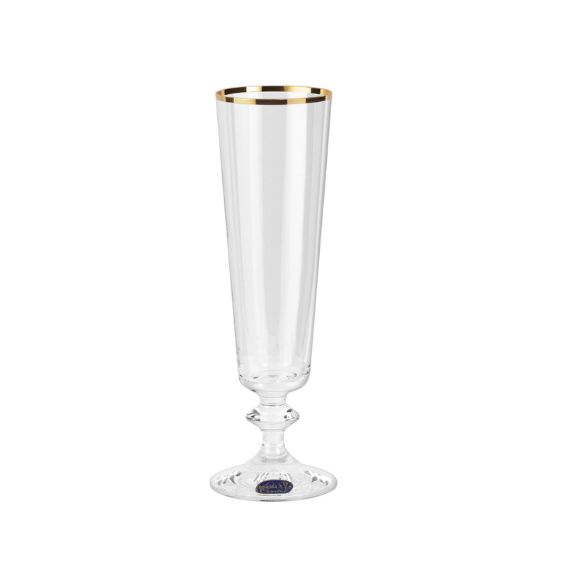 Bohemia Crystal - Bella Champagne Flute with Gold rim - Limolin 