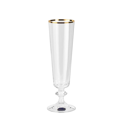Bohemia Crystal - Bella Champagne Flute with Gold rim - Limolin 
