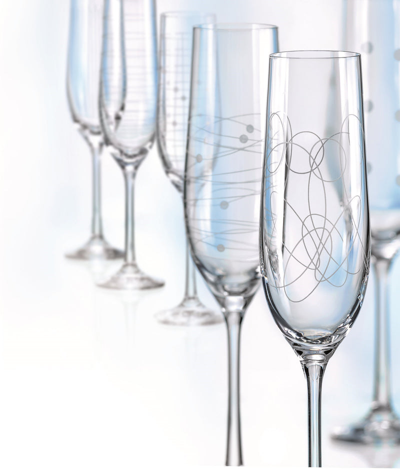 Bohemia Crystal - Elements Champagne Flute 190ml (6-Piece Mix) - Limolin 