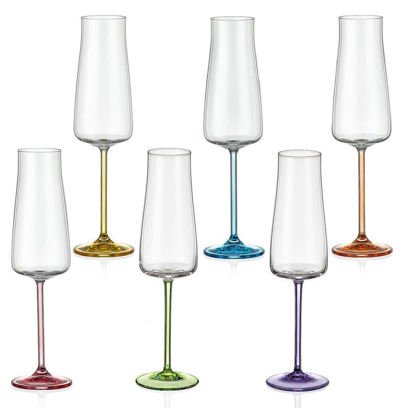 Bohemia Crystal - Rainbow Fresh Champagne Flute (Set of 6) Assorted - Limolin 
