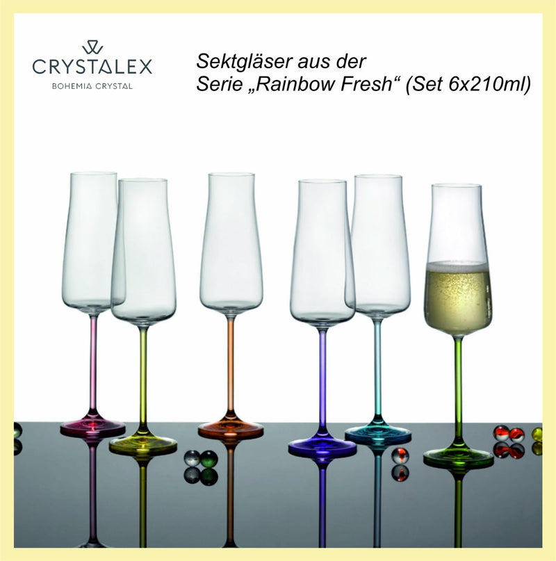 Bohemia Crystal - Rainbow Fresh Champagne Flute (Set of 6) Assorted - Limolin 