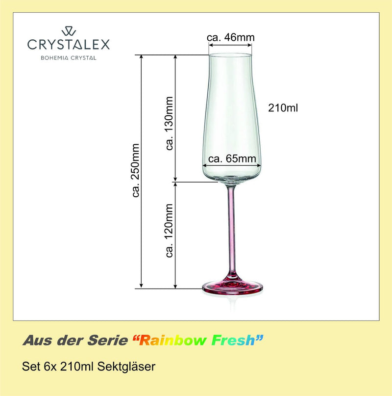 Bohemia Crystal - Rainbow Fresh Champagne Flute (Set of 6) Assorted - Limolin 
