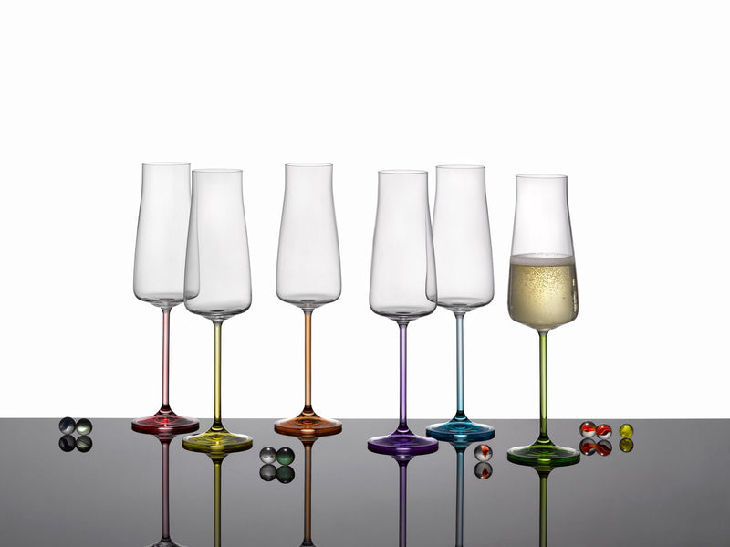 Bohemia Crystal - Rainbow Fresh Champagne Flute (Set of 6) Assorted - Limolin 