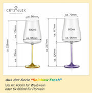 Bohemia Crystal - Rainbow Fresh Wine 600ml (Set of 6) Assorted - Limolin 