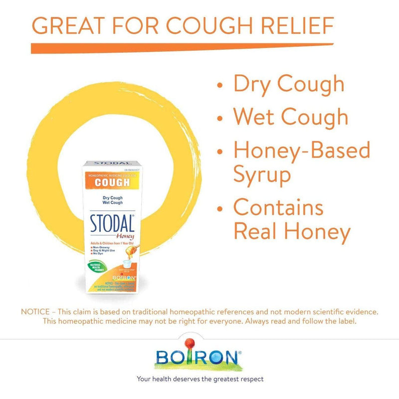 Boiron - Stodal Cough Syrup Honey Adult, 200ML - Limolin 