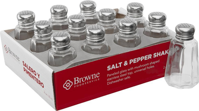 Browne - Salt & Pepper Shaker - Mushroom Top - 2oz/59ml - 3.6x2"/9.1x5.1cm (Packed 1DZ/Box - 6 DZ/Case)