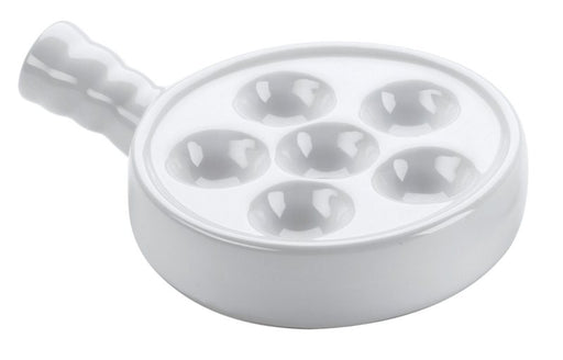 Browne - Escargot Plate with Handle, 1.8x5.3"/4.5x13.5cm, White - Limolin 