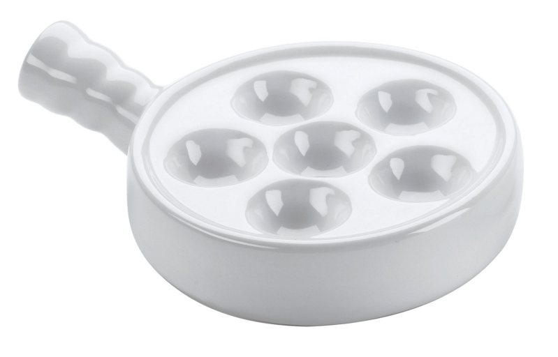 Browne - Escargot Plate with Handle - White | 1.8 x 5.3 in / 4.5 x 13.5 cm
