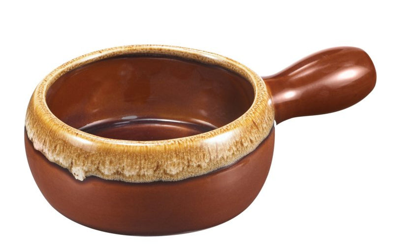 Browne - Onion Soup Bowl, w/Handle, no cover,12oz/355ml, 4.5x3"/11.4x7.6cm, Brown - Limolin 