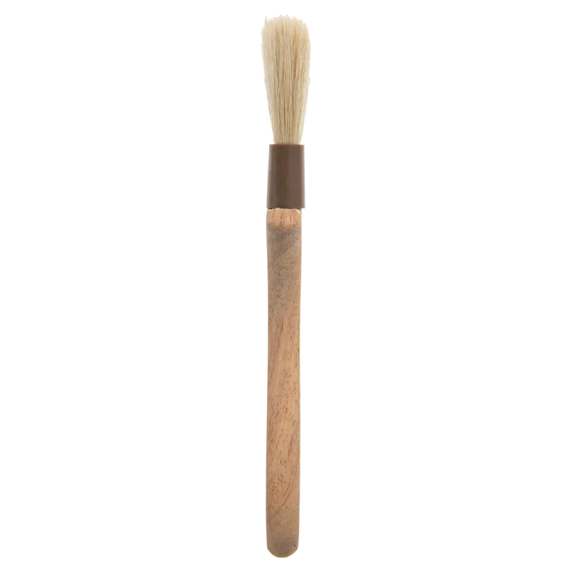 Browne - Pastry Brush, Boar Bristles, Wood Handle, Oval, 1"/2.5cm, ABS Plastic band - Limolin 
