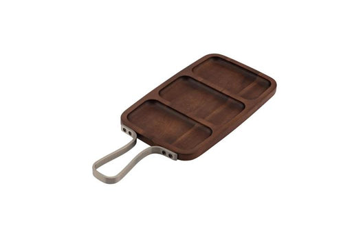 Browne - Serving Board, Rectanagle, 3 Sections, SS Handle, 12x7"/30.5.x17.8cm, Acacia - Limolin 