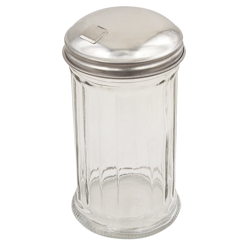 Browne - Sugar Pourer, Fluted Glass, 12oz/355ml, 5.6"/14.2cm, SS Top w/Self-Closing Side Spout - Limolin 