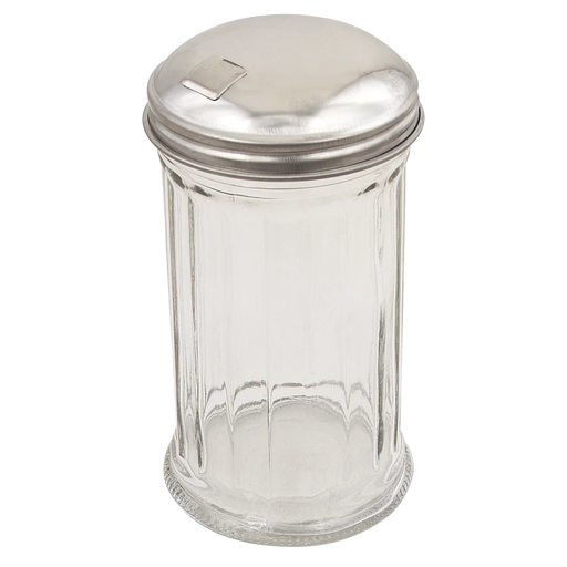 Browne - Sugar Pourer, Fluted Glass, 12oz/355ml, 5.6"/14.2cm, SS Top w/Self-Closing Side Spout - Limolin 