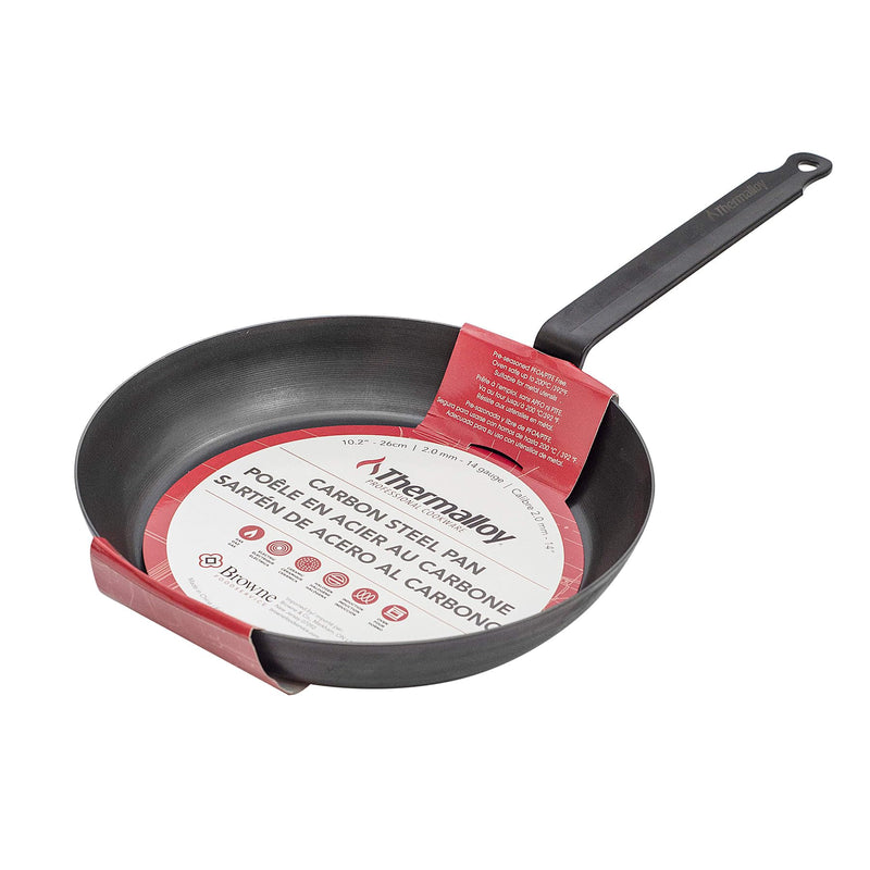 Browne - THERMALLOY Fry Pan, 10.2x1.8"/26x4.6cm, Black Carbon Steel - Limolin 