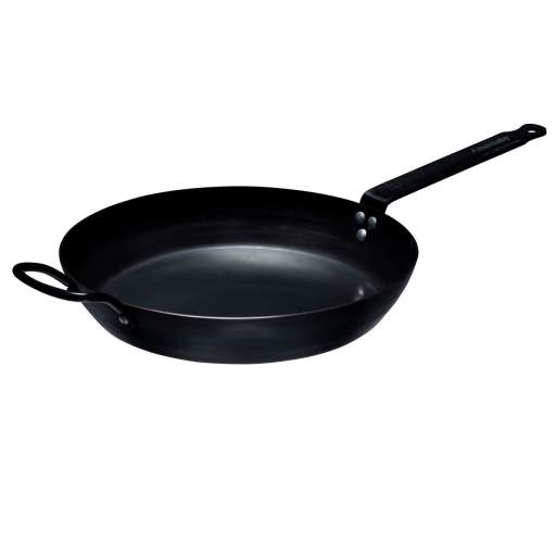 Browne - THERMALLOY Fry Pan w/Helper Handle, 11.8x2.25"/30x5.7cm, Black Carbon Steel - Limolin 