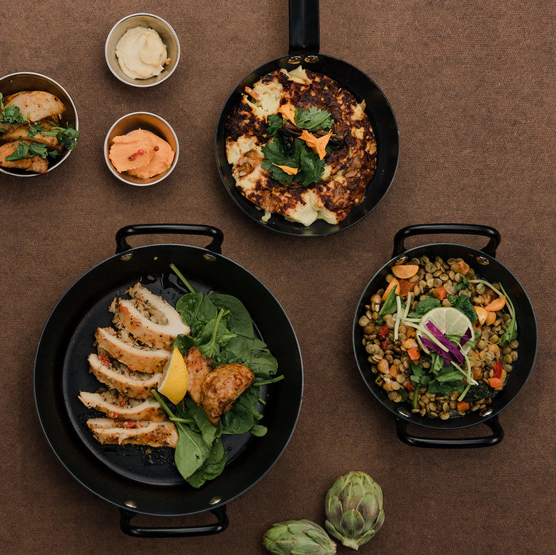 Browne - THERMALLOY Fry Pan w/Helper Handle, 11.8x2.25"/30x5.7cm, Black Carbon Steel - Limolin 