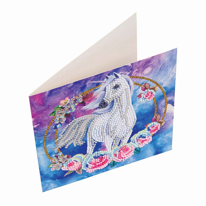 Crystal Art - Card - Unicorn Garland | 7 x 7 in / 18 x 18 cm