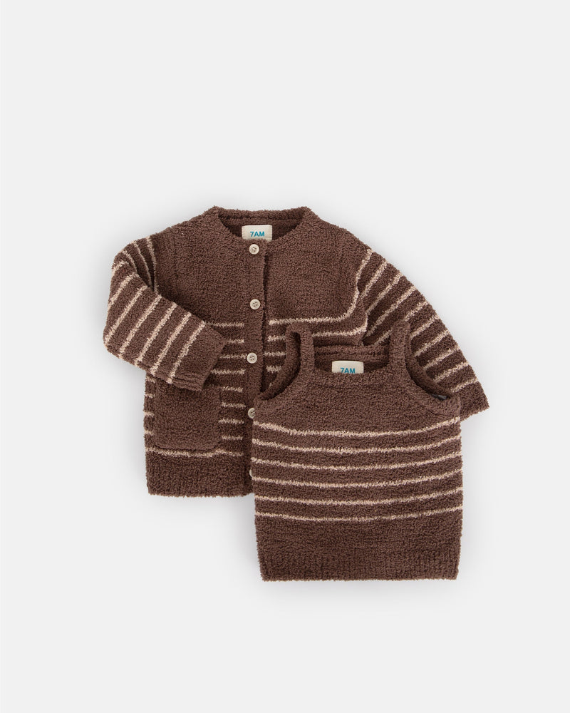 7AM - Cardigan & Camisole Set - Fuzzy