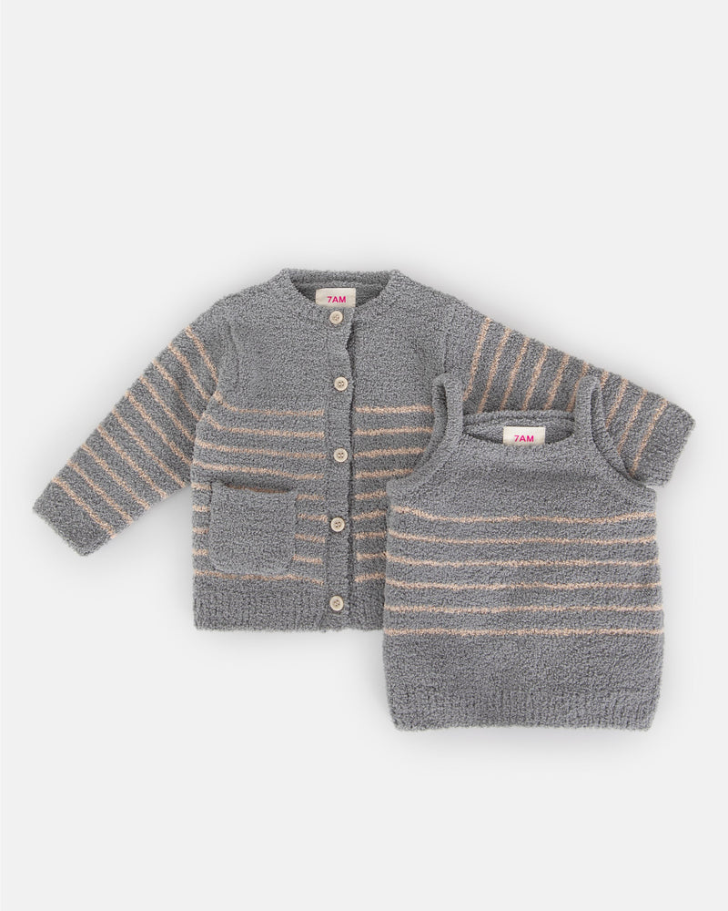 7AM - Camisole & Cardigan Set - Fuzzy