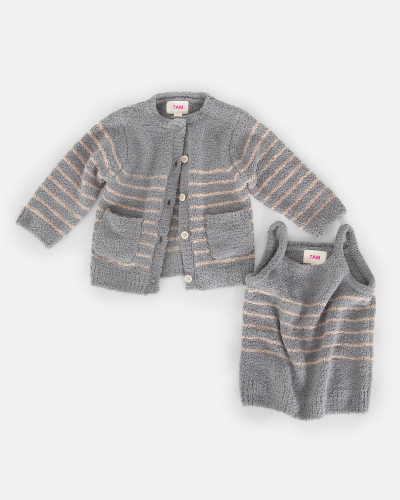 7AM - Camisole & Cardigan Set - Fuzzy