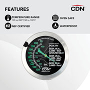 CDN - Therm Dial Cooking Meat/Poultry Glow Ovenproof ProAccurate Silver - Limolin 
