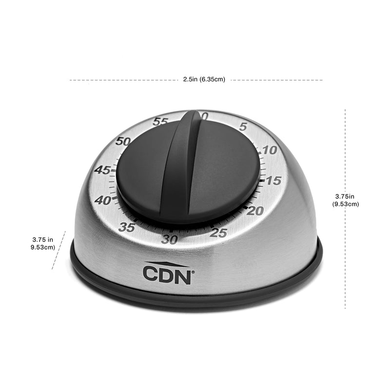 CDN - Timer Mechanical Heavy Duty 1hr (min Scale) Silver - Limolin 
