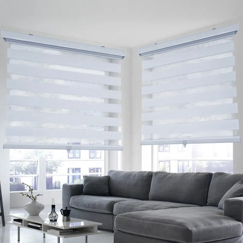 ITY Olivia Stone white cordless zebra blind, 55 by 84 inches
