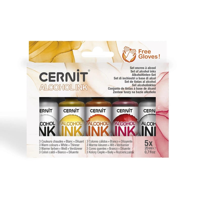 Cernit alcohol ink set – Warm Colours, 20 mL