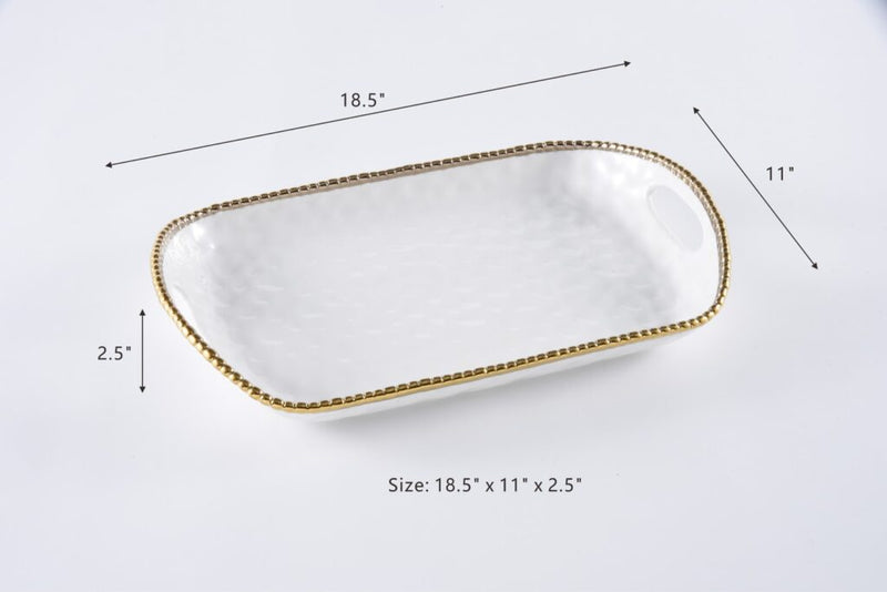 Pampa Bay - Golden Salerno Rectangular Tray with Handles - Limolin 