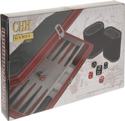 CHH Games - Backgammon - 15 Inch Black&Red Leatherette Backgammon - Limolin 