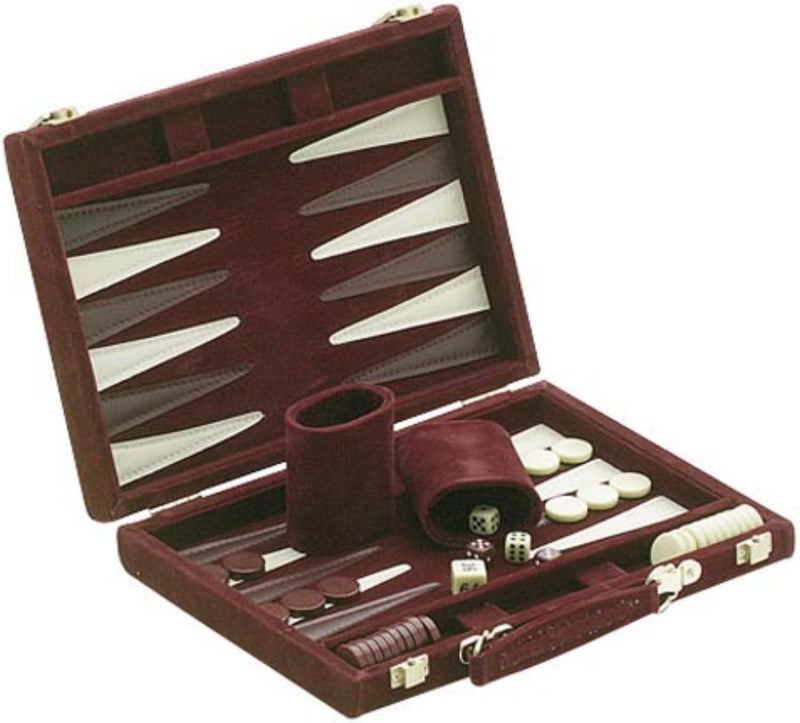 CHH Games - Backgammon - 18 Inch Burgundy Velvet Backgammon - Limolin 