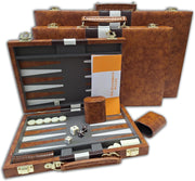 CHH Games - Backgammon - 18 Inch Vinyl Brown &Amp; White Backgammon - Limolin 