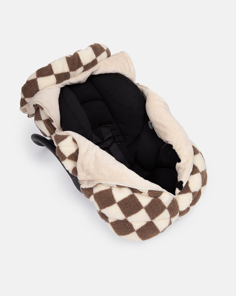 7AM - Car Seat Cocoon - Checker Berber - Print Checkers Tan - 0-12M
