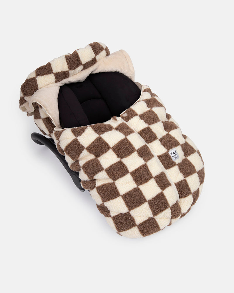 7AM - Car Seat Cocoon - Checker Berber - Print Checkers Tan - 0-12M